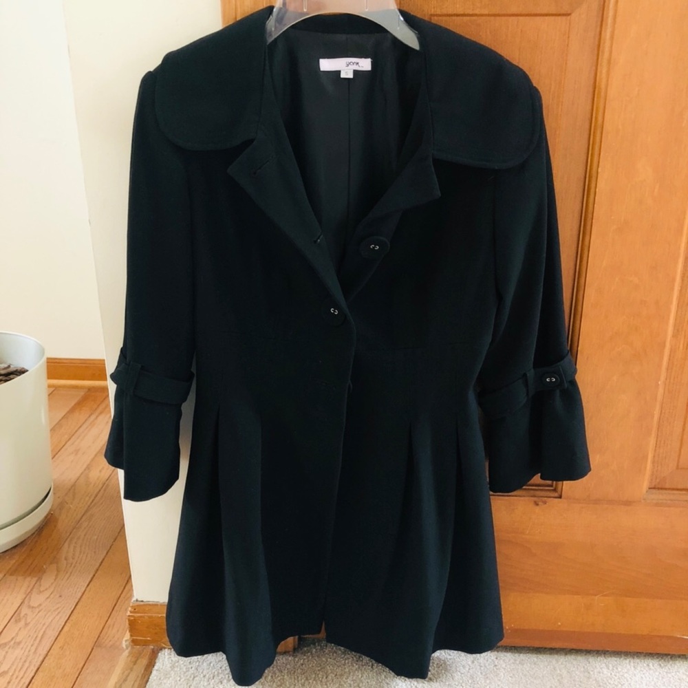 Black Blazer Jacket Button Down Up Light Pea Coat… - image 4